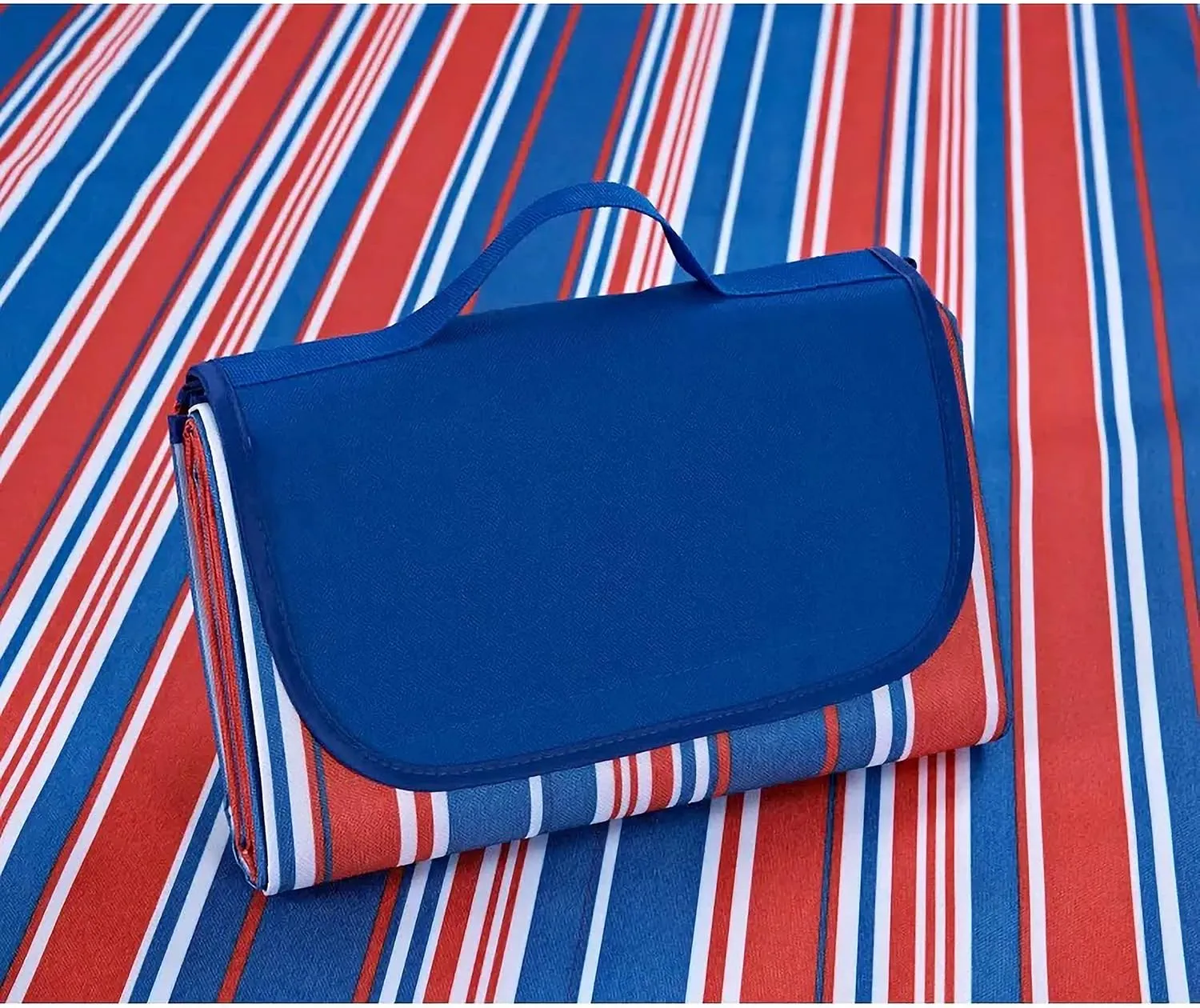 Extra Large Picnic & Outdoor Blanket and More Dual Layers for Outdoor Water-Resistant Handy Mat Tote Spring Summer Camping Blanket Great for The Beach 79" x 79" (200cmX200cm) (Blue Red)