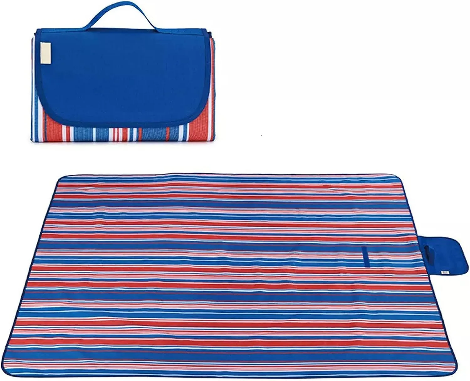 Extra Large Picnic & Outdoor Blanket and More Dual Layers for Outdoor Water-Resistant Handy Mat Tote Spring Summer Camping Blanket Great for The Beach 79" x 79" (200cmX200cm) (Blue Red)