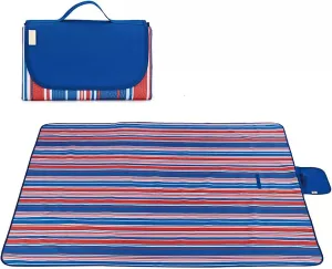 Extra Large Picnic & Outdoor Blanket and More Dual Layers for Outdoor Water-Resistant Handy Mat Tote Spring Summer Camping Blanket Great for The Beach 79" x 79" (200cmX200cm) (Blue Red)