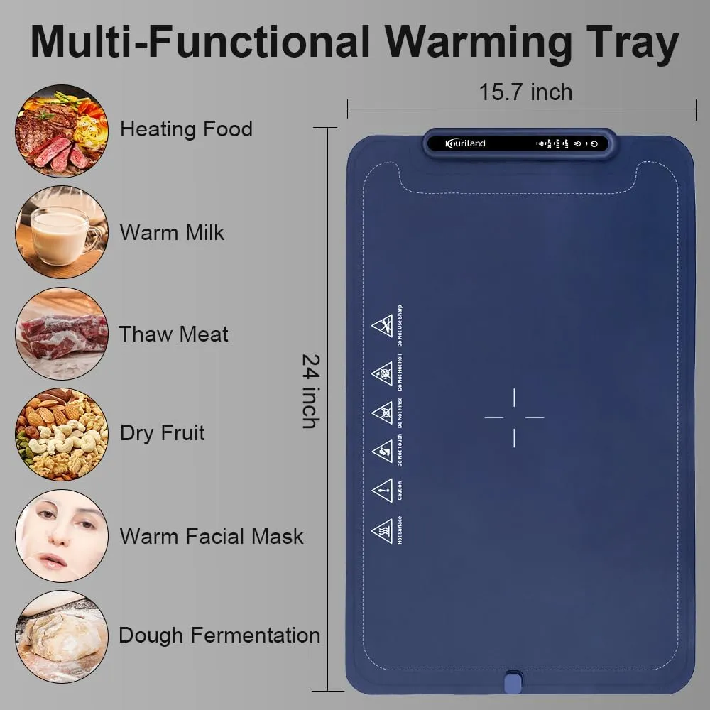 Extra-Large Warming Mat for Food - 3 Temp Levels Food Warmers, Foldable Electric Warming Tray with Child Safety Lock, Auto-Shutoff, Full Surface Heating Silicone Heating Tray for Gatherings, Parties