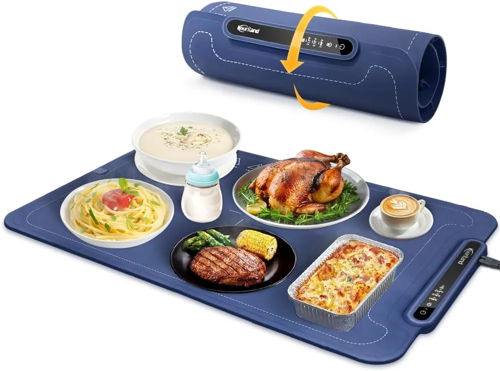 Extra-Large Warming Mat for Food - 3 Temp Levels Food Warmers, Foldable Electric Warming Tray with Child Safety Lock, Auto-Shutoff, Full Surface Heating Silicone Heating Tray for Gatherings, Parties