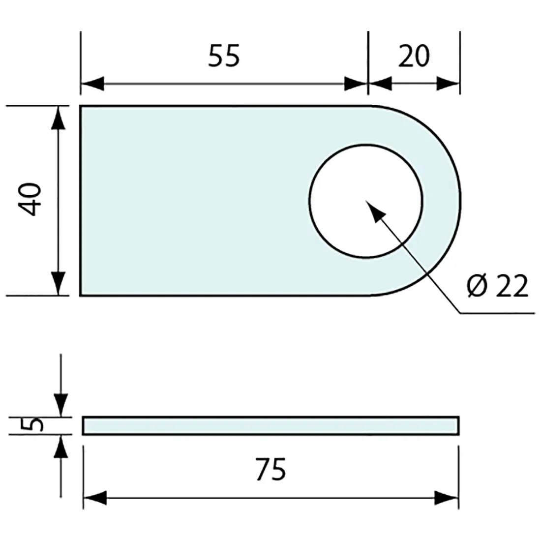Eye Plate 316 Stainless Steel 77mm