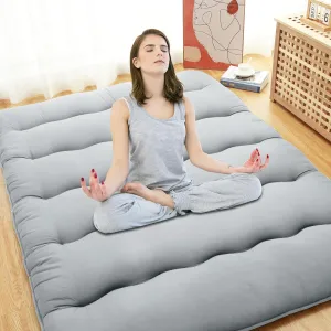 FairOnly Full Size Futon Mattress, Japanese Style Futon Floor Mattress for Adults, Foldable Mattress for Floor Sleeping Mattress Pad, Tatami Mat, Camping Mattress, Wave Grey
