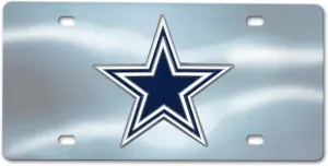 FANMATS 24531 Dallas Cowboys Stainless Steel Front License Plate with Large 3D Molded Team Metal Emblem 6"x12"