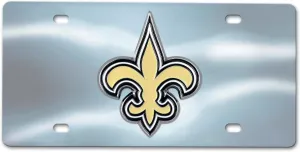FANMATS 24535 New Orleans Saints Stainless Steel Front License Plate with Large 3D Molded Team Metal Emblem 6"x12"