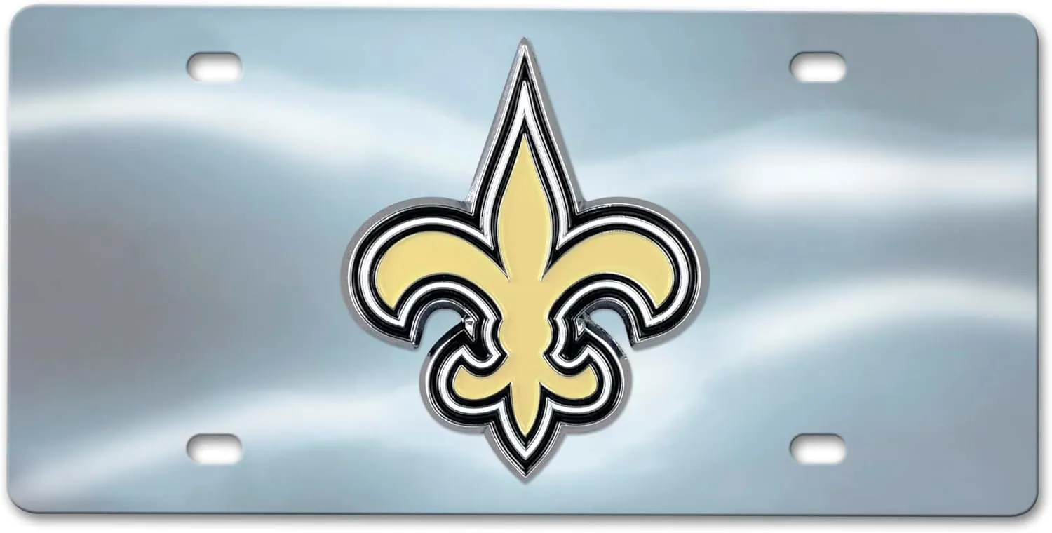 FANMATS 24535 New Orleans Saints Stainless Steel Front License Plate with Large 3D Molded Team Metal Emblem 6"x12"