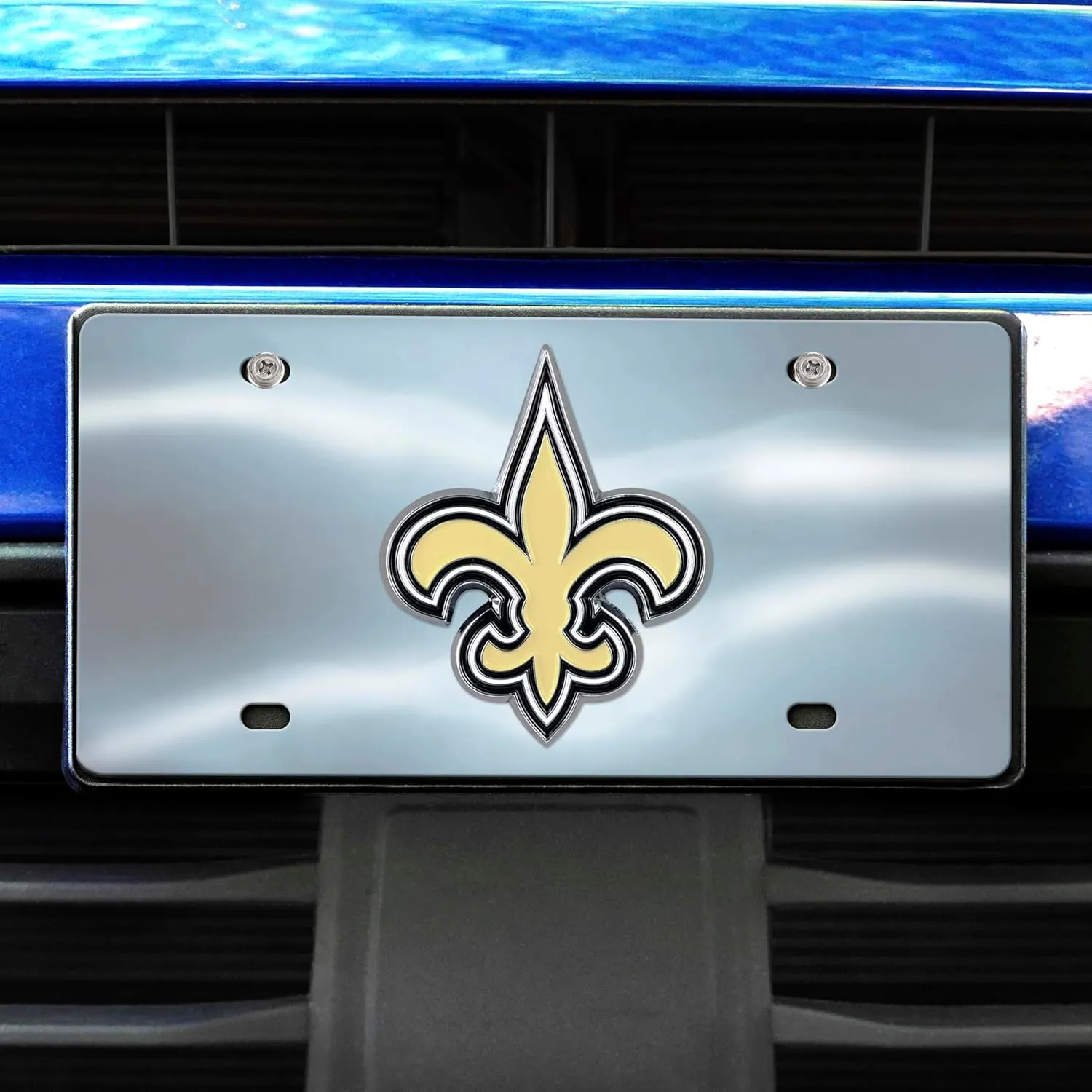 FANMATS 24535 New Orleans Saints Stainless Steel Front License Plate with Large 3D Molded Team Metal Emblem 6"x12"