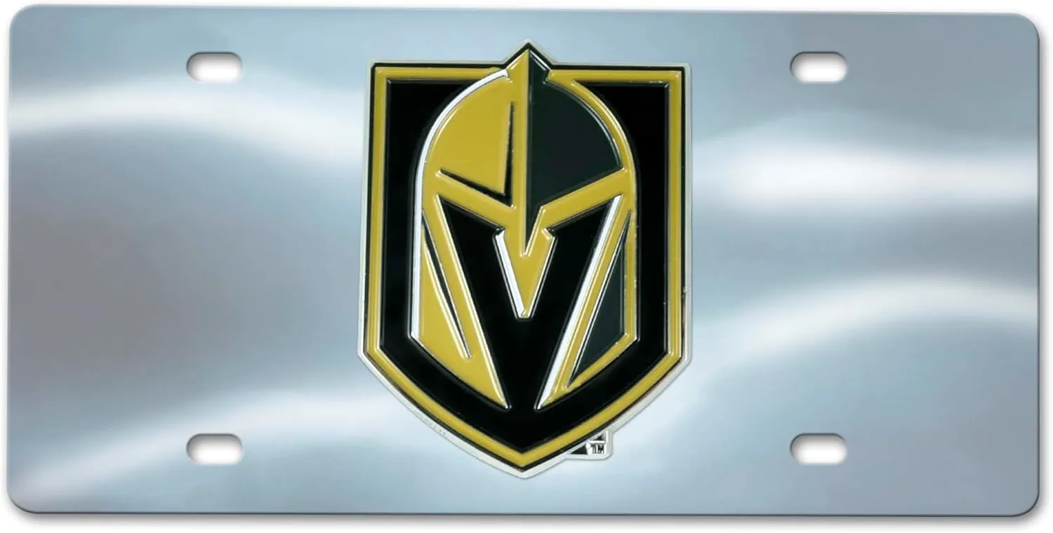 FANMATS 24556 NHL - Vegas Golden Knights Stainless Steel Front License Plate with Large 3D Molded Team Metal Emblem