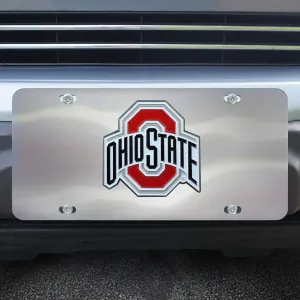 FANMATS 25708 Ohio State Buckeyes Stainless Steel Front License Plate with Large 3D Molded Team Metal Emblem
