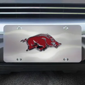 FANMATS 26926 Arkansas Razorbacks Stainless Steel Front License Plate with Large 3D Molded Team Metal Emblem