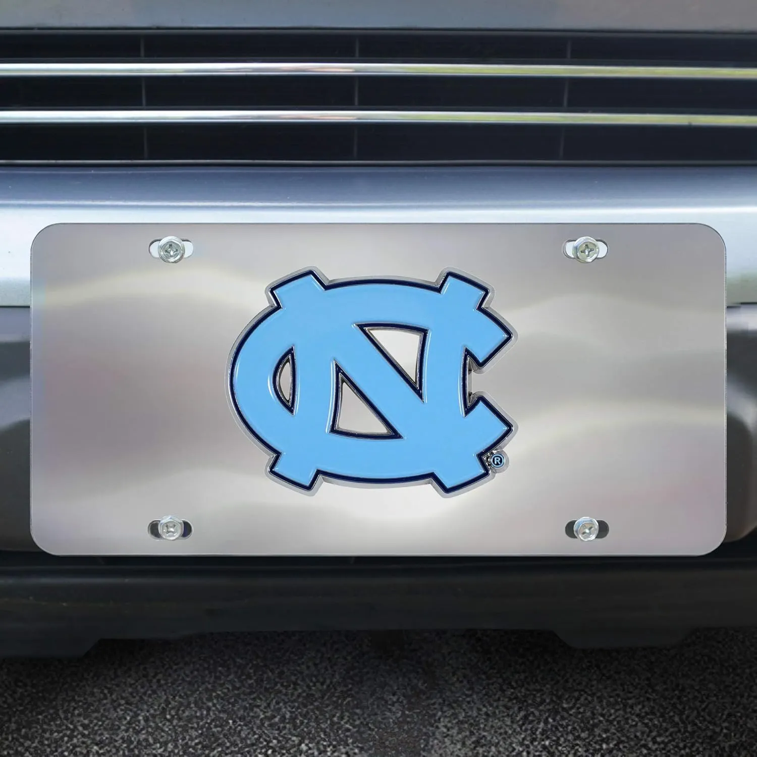FANMATS 26927 North Carolina Tar Heels Stainless Steel Front License Plate with Large 3D Molded Team Metal Emblem