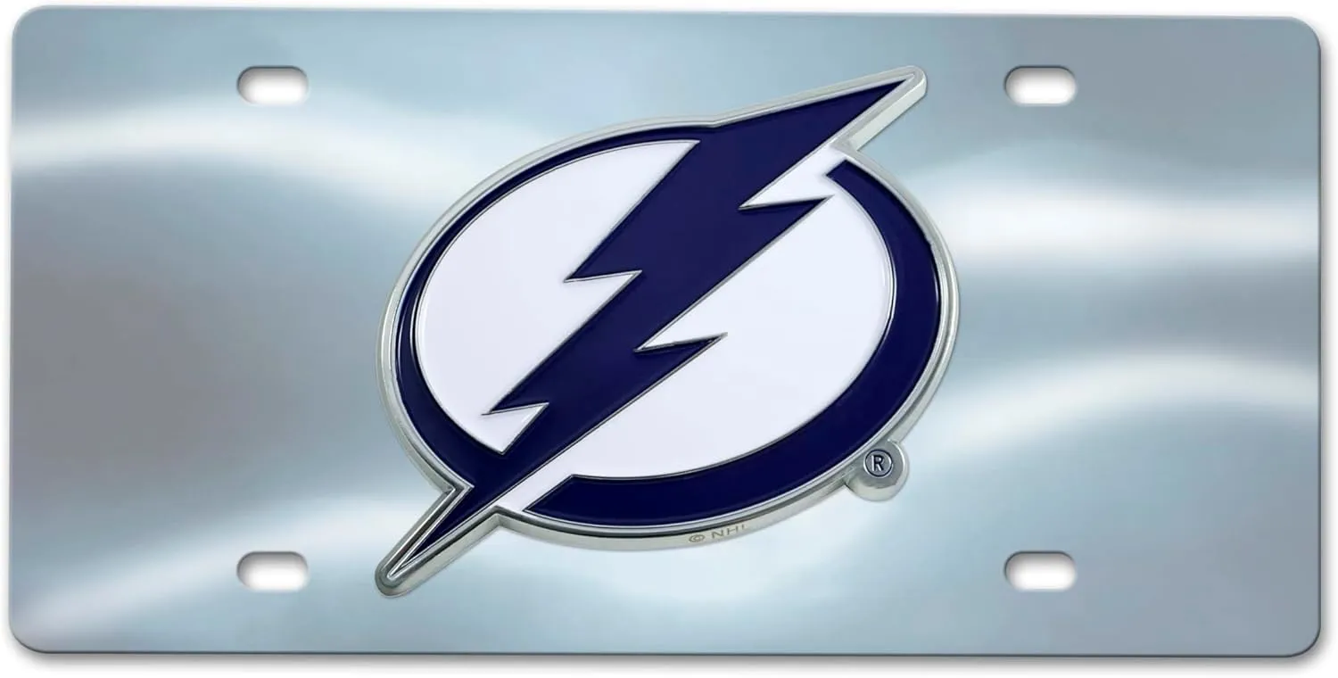 FANMATS 27187 Tampa Bay Lightning Stainless Steel Front License Plate with Large 3D Molded Team Metal Emblem