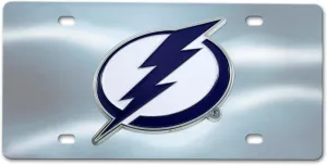FANMATS 27187 Tampa Bay Lightning Stainless Steel Front License Plate with Large 3D Molded Team Metal Emblem