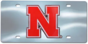 FANMATS 27327 Nebraska Cornhuskers Stainless Steel Front License Plate with Large 3D Molded Team Metal Emblem