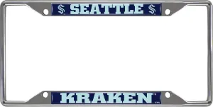FANMATS 30719 Seattle Kraken Chrome Metal License Plate Frame, Stainless Steel, 6.25in x 12.25in