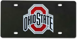 FANMATS 33614 Ohio State Buckeyes 3D Black License Plate