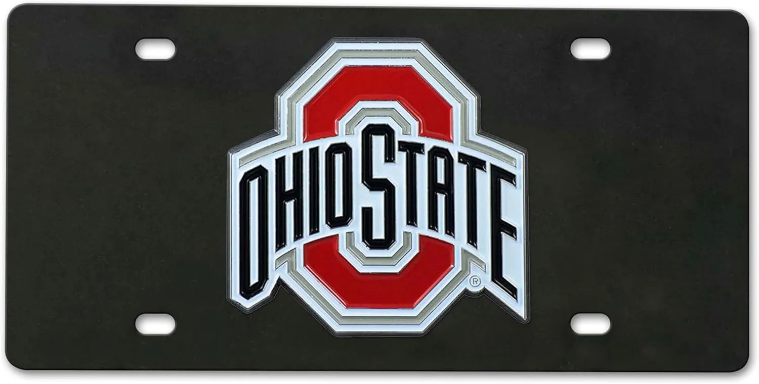 FANMATS 33614 Ohio State Buckeyes 3D Black License Plate