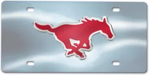 FANMATS SMU Mustangs 3D Stainless Steel License Plate