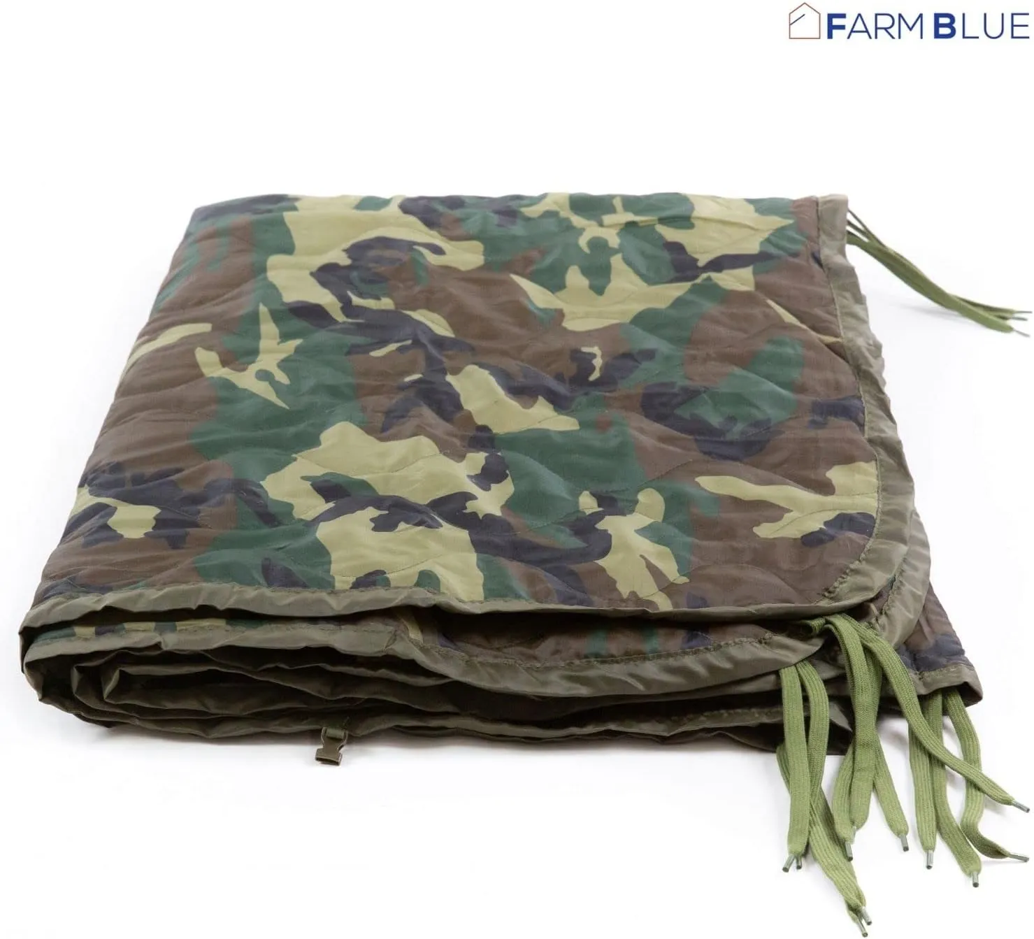 Farm Blue Jungle Camo Army Camping Blanket - Authentic and Improved Woobie Blanket Poncho Liner - Lightweight, Multi-Functional, All Weather, Versatile - Go Backpacking or Car Camping Outdoor