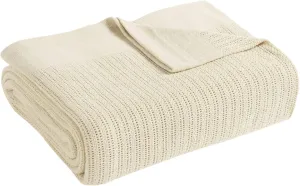 Fiesta - King Blanket, Soft Thermal Cotton Blanket (King, Cream)
