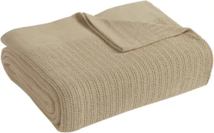 Fiesta - King Blanket, Soft Thermal Cotton Blanket (King, Linen)