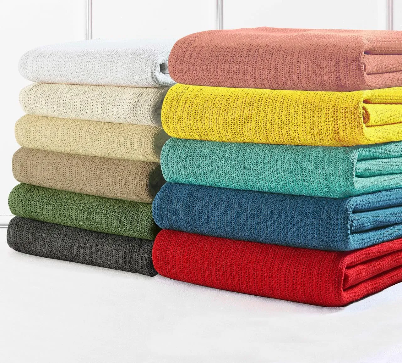 Fiesta - Queen Blanket, 100% Cotton with Thermal Weave, Lightweight & Breathable Cotton Bedding, Ideal for All Seasons (Queen, Peony)