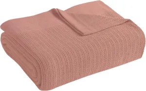 Fiesta - Queen Blanket, 100% Cotton with Thermal Weave, Lightweight & Breathable Cotton Bedding, Ideal for All Seasons (Queen, Peony)