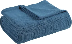 Fiesta - Queen Blanket, Soft Thermal Cotton Blanket (Full/Queen, Lapis)