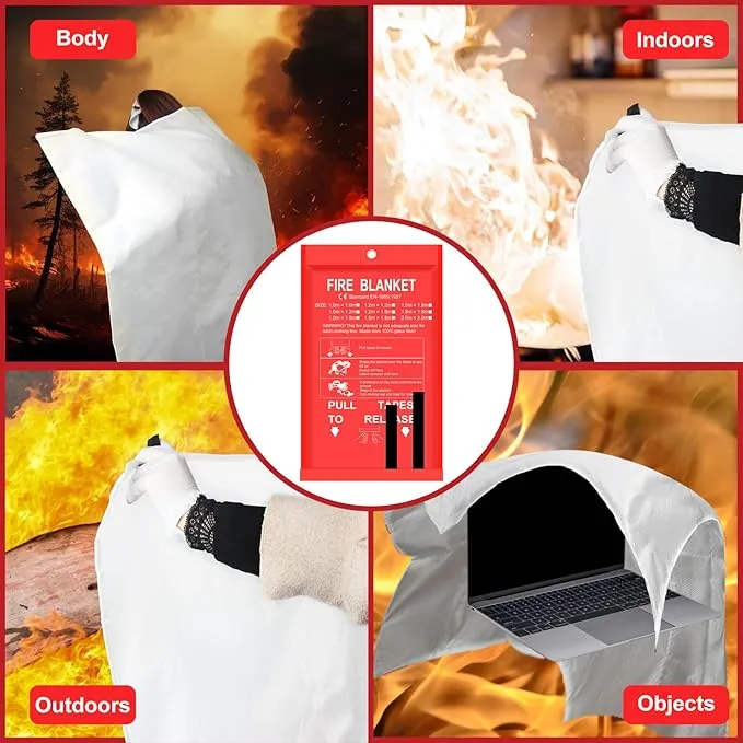 Fire Blanket - 2 Pack 40" x 40" Fire Blanket for Home and Kitchen, Flame Suppression Fiberglass Fire Blankets for House, Camping, Grill, Car, Office, Warehouse, Emergency Fire Blanket