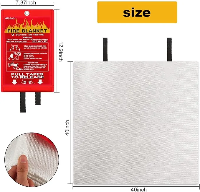 Fire Blanket - 4 Pack - 40" x 40" Emergency Fire Blanket for Home and Kitchen, Suppression Flame Retardant Emergency Fire Blanket for Camping, Grill, Kitchen, Home, Car, School, Warehouse