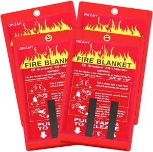 Fire Blanket - 4 Pack - 40" x 40" Emergency Suppression for Home, Kitchen, Camping, Grill, Car, School, Warehouse - Flame Retardant