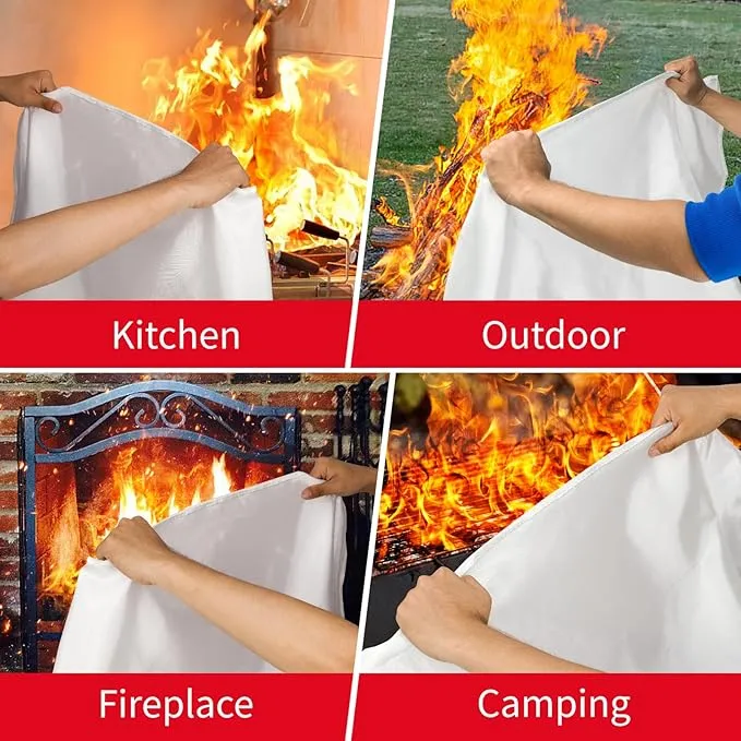 Fire Blanket 4 Pack, Fire Blankets Emergency for Home and Kitchen, 40" x 40" Flame Suppression Fiberglass Fire Blankets for Home Safety, Kitchen, and Camping