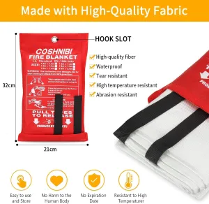 Fire Blanket Emergency Fire Blanket for Home & Kitchen High Heat Resistant Fire Suppression Blankets Fiberglass Fire Blanket （2 Pack）