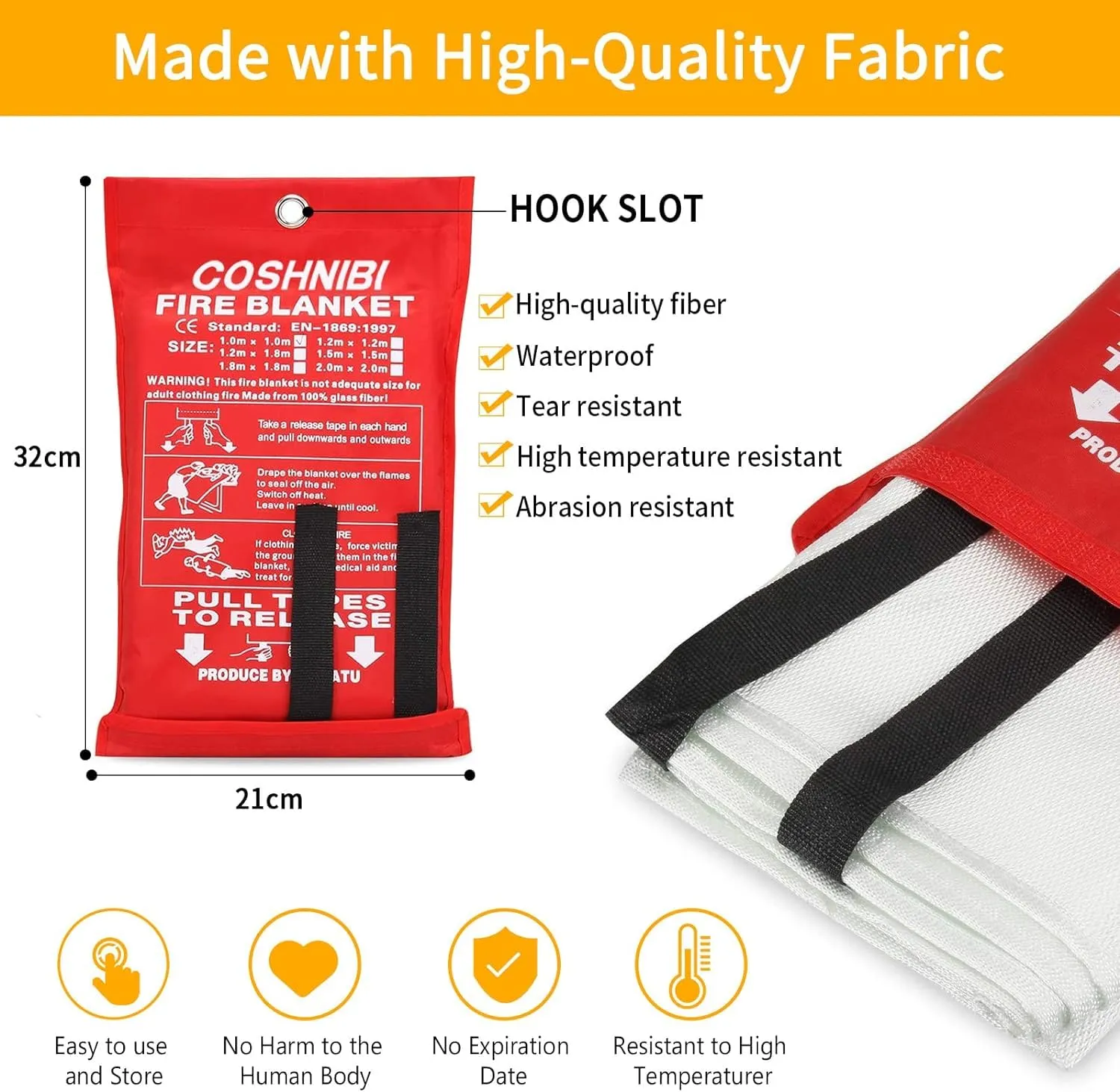 Fire Blanket Emergency Fire Blanket for Home & Kitchen High Heat Resistant Fire Suppression Blankets Fiberglass Fire Blanket （2 Pack）