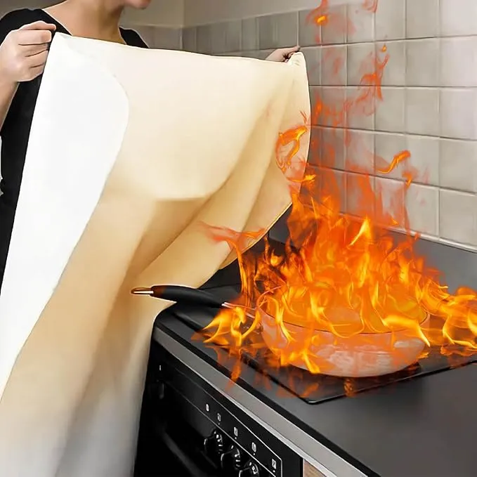 Fire Blanket Emergency for Home Kitchen, Fiberglass Fire Suppression Blanket for School, Fireplace, Outdoor Grill, Car, Office, Warehouse (2 Pack)