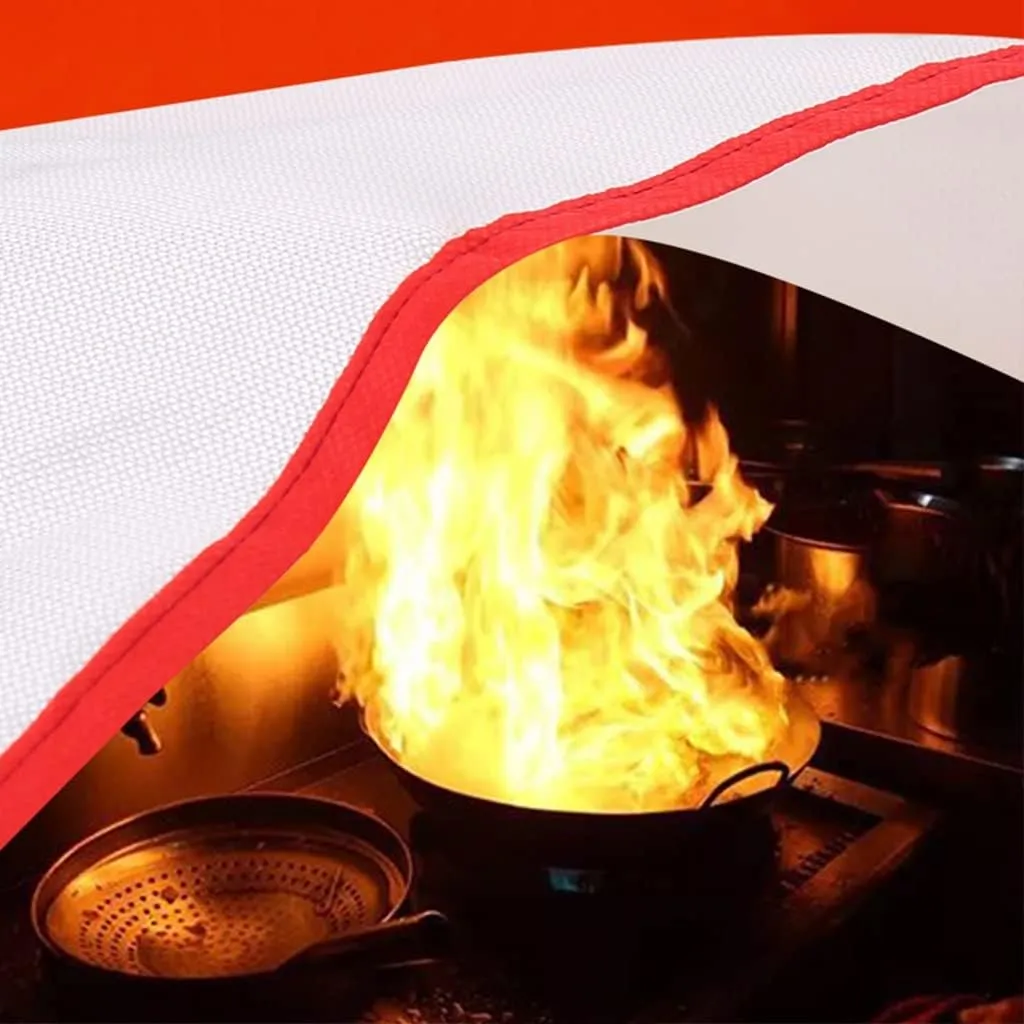 Fire Blanket Fire Retardant Blanket Household Portable Fire Blanket, Emergency Bag Fireproof Blanket, Safety Fire Suppression Blanket, with Transparent Hook   Gloves