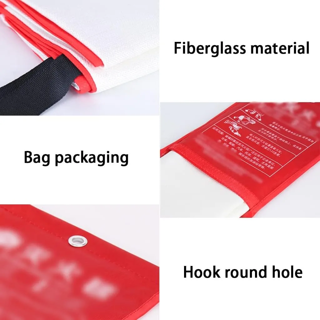 Fire Blanket Fire Retardant Blanket Household Portable Fire Blanket, Emergency Bag Fireproof Blanket, Safety Fire Suppression Blanket, with Transparent Hook   Gloves