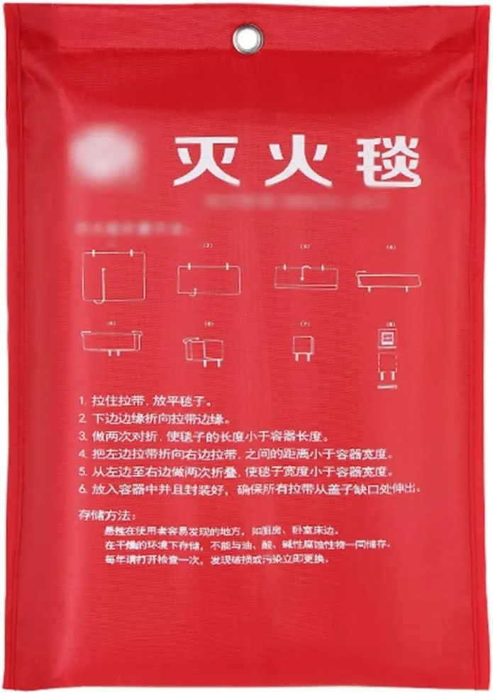 Fire Blanket Fire Retardant Blanket Household Portable Fire Blanket, Emergency Bag Fireproof Blanket, Safety Fire Suppression Blanket, with Transparent Hook   Gloves