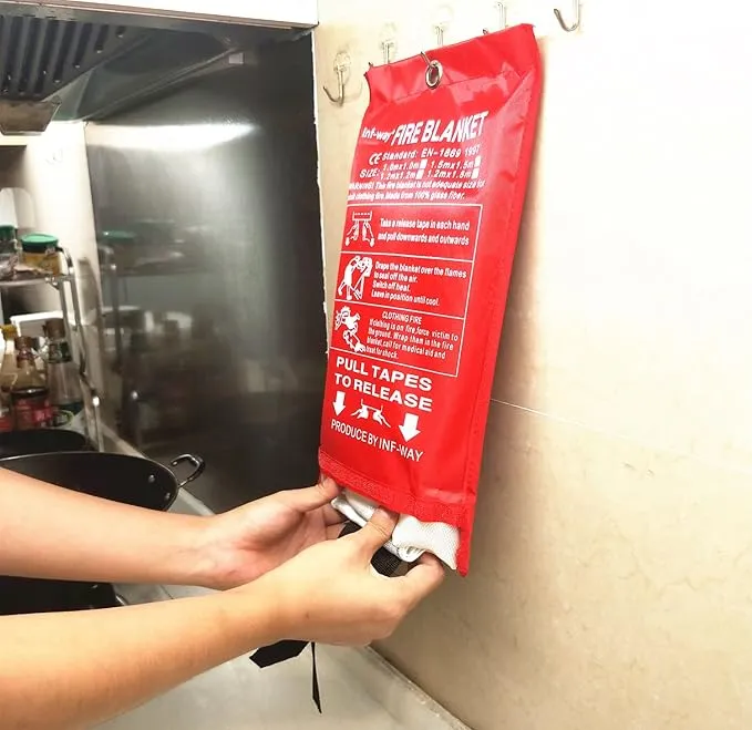 Fire Blanket for Home, Fiberglass Fire Suppression Blanket for Kitchen, Flame Retardant Protection and Heat Insulation Emergency Fireproof Safety Blankets for People (1, L 59''x59'')