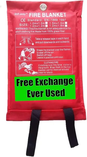 Fire Blanket for Home, Fiberglass Fire Suppression Blanket for Kitchen, Flame Retardant Protection and Heat Insulation Emergency Fireproof Safety Blankets for People (1, L 59''x59'')