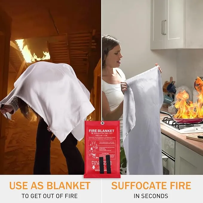 Fire Blanket for Home Kitchen Camping 12 Pack Emergency Fire Blanket Fire Resistant Blanket for Grill, Car, Office, Warehouse, School, Picnic, Garages, Workshops