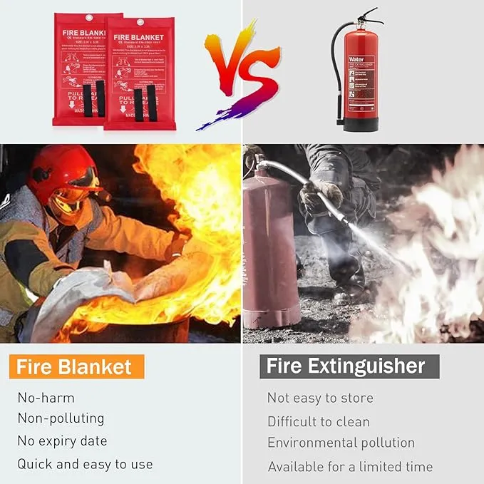 Fire Blanket for Home Kitchen Camping 12 Pack Emergency Fire Blanket Fire Resistant Blanket for Grill, Car, Office, Warehouse, School, Picnic, Garages, Workshops