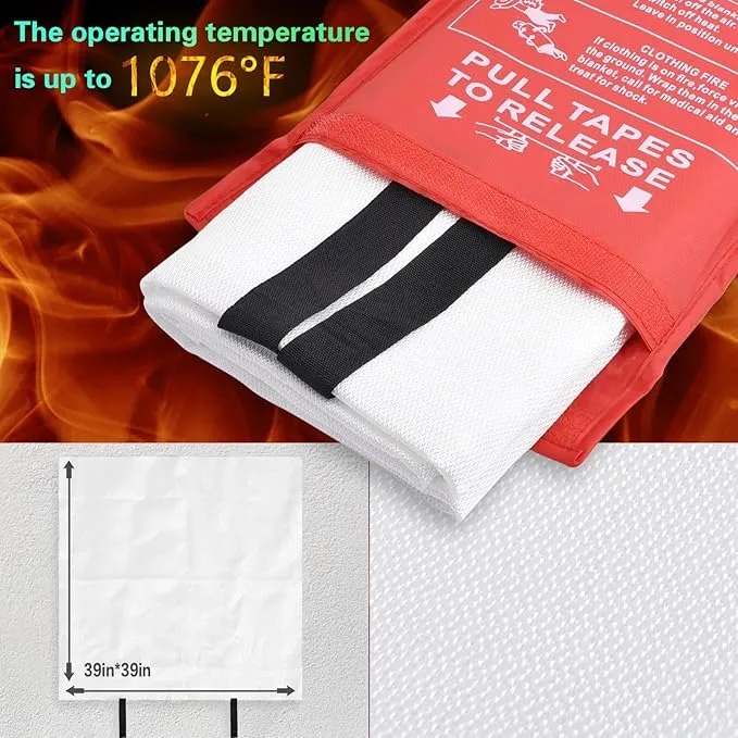 Fire Blanket for Home-Kitchen Retardant - 4 Pack Portable Fire Blanket,Kitchen Fire Blanket to Suppress Grease Fire, Emergency Fire Blanket for Grill,Office Fireproof (39 in X 39 in)