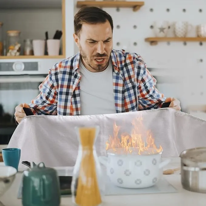 Fire Blanket for Home-Kitchen Retardant - 4 Pack Portable Fire Blanket,Kitchen Fire Blanket to Suppress Grease Fire, Emergency Fire Blanket for Grill,Office Fireproof (39 in X 39 in)