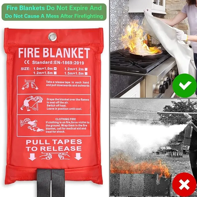 Fire Blanket for Home-Kitchen Retardant - 4 Pack Portable Fire Blanket,Kitchen Fire Blanket to Suppress Grease Fire, Emergency Fire Blanket for Grill,Office Fireproof (39 in X 39 in)
