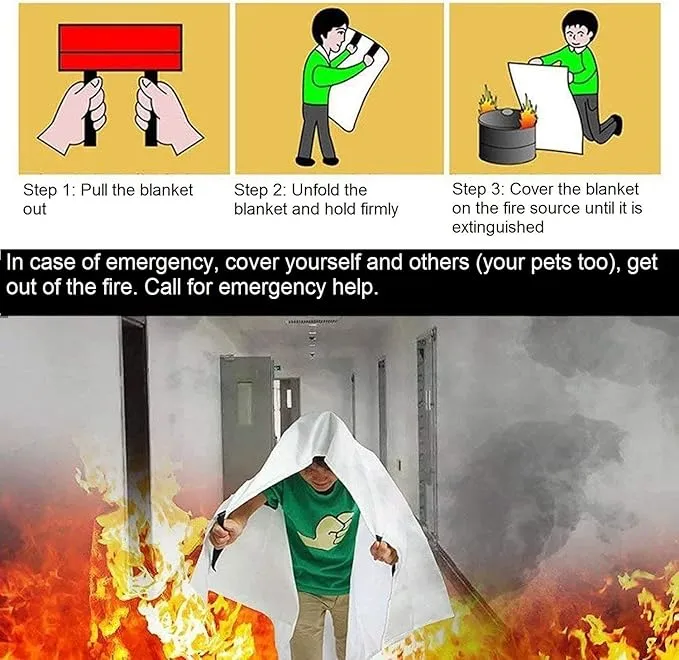 Fire Blanket For Home XXL- 79 x 79 Fire Blankets Emergency For People Fire Retardant Blanket Fire Shelter Large Suppression Fiberglass Kitchen Home Restaurant House Fire Proof Survival Safety Reusable