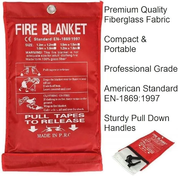 Fire Blanket For Home XXL- 79 x 79 Fire Blankets Emergency For People Fire Retardant Blanket Fire Shelter Large Suppression Fiberglass Kitchen Home Restaurant House Fire Proof Survival Safety Reusable