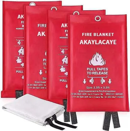 Fire Blanket for Kitchen Home Emergency - Fiberglass Blankets Fire Survival Suspension Flames Retardant Extinguisher Great for BBQ Stove Car Garage Office Camping Caravan Safety (4Pcs)