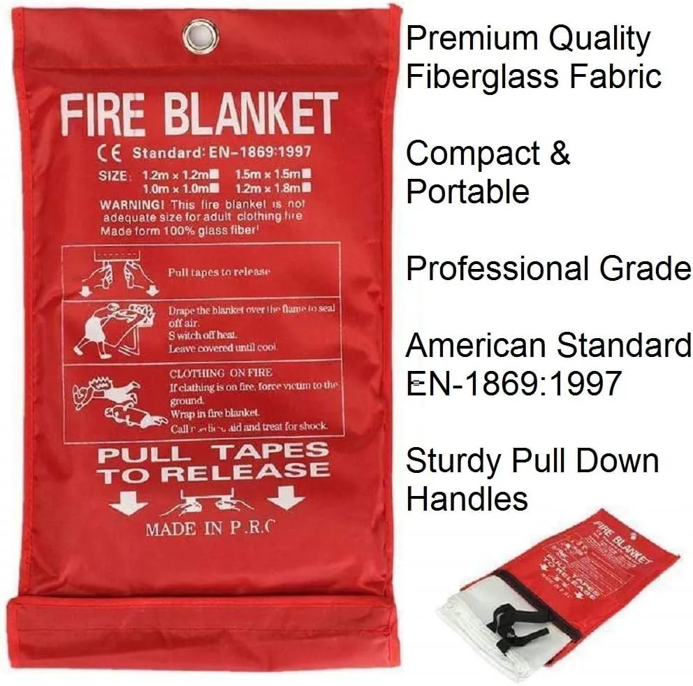 Fire Blanket XXL - 79 x 79 Emergency Fire Retardant Blanket for Home, Kitchen, Restaurant, House - Reusable