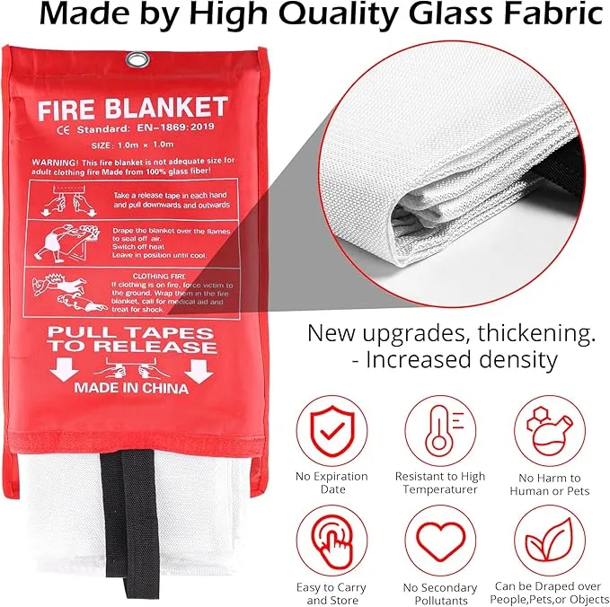 Fire Blankets Emergency for Home and Kitchen - 4PCS Fire Extinguishing Blanket for Kitchen House Camping Car Warehouse Office Emergency Prepared Survival Safety
